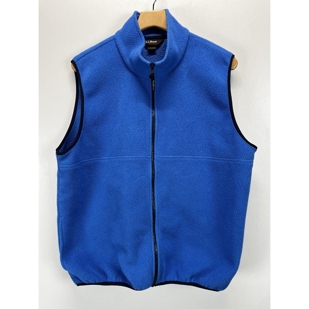 Vtg L.L. Bean Outdoors Fleece Vest Men's L Blue Full Zip Gorp New England 90s